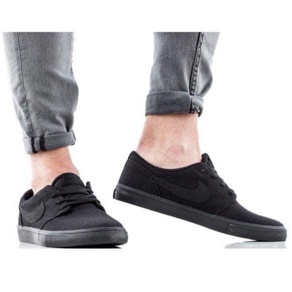 Nike SB Portmore - Black Canvas Sneakers - Size 4 US / 36 EU - Picture 2 of 11